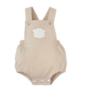 Pelele Bebé Beige con Tirantes y Aplique de Osito
