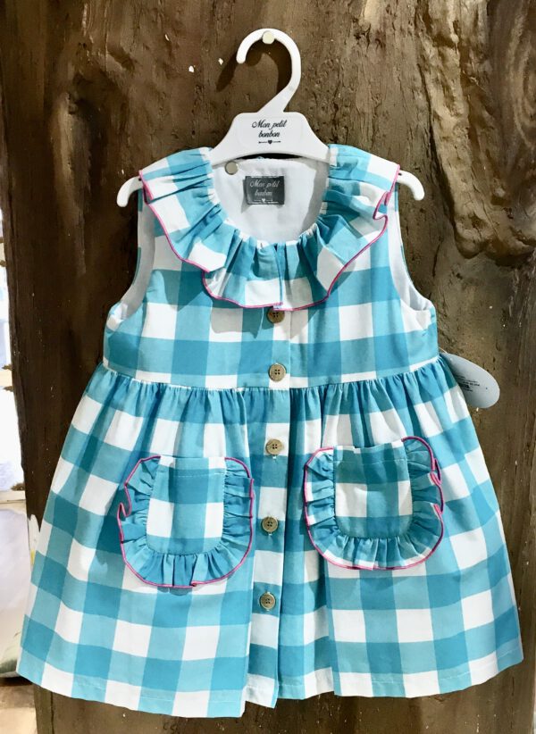 VESTIDO CUADROS TURQUESA