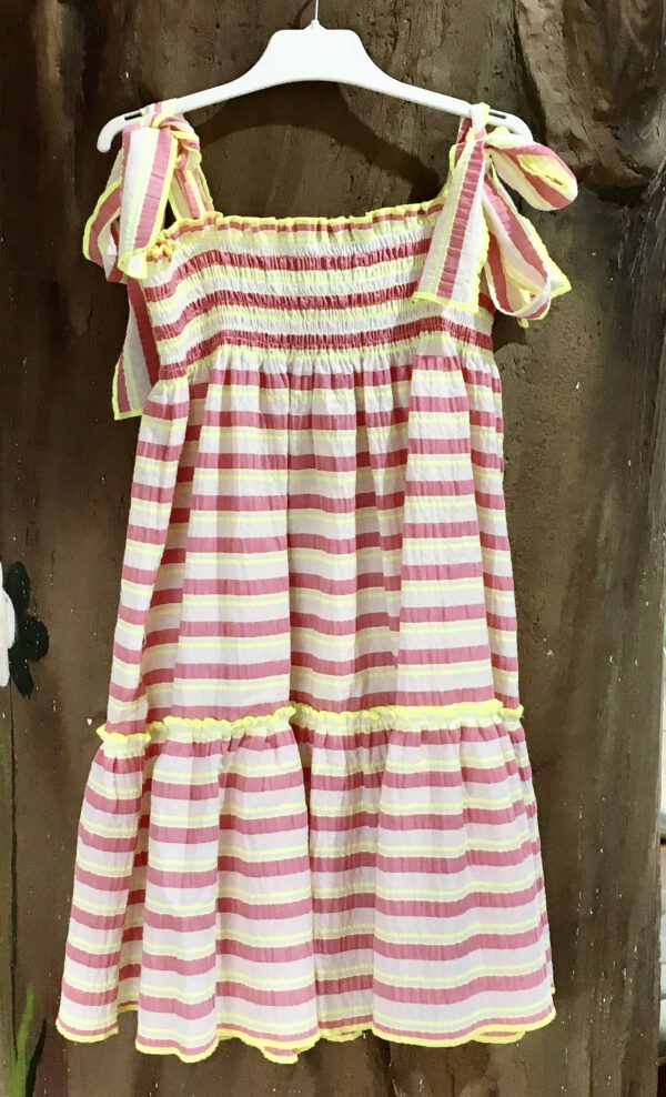 VESTIDO ELAST/VOLANTE RAYAS