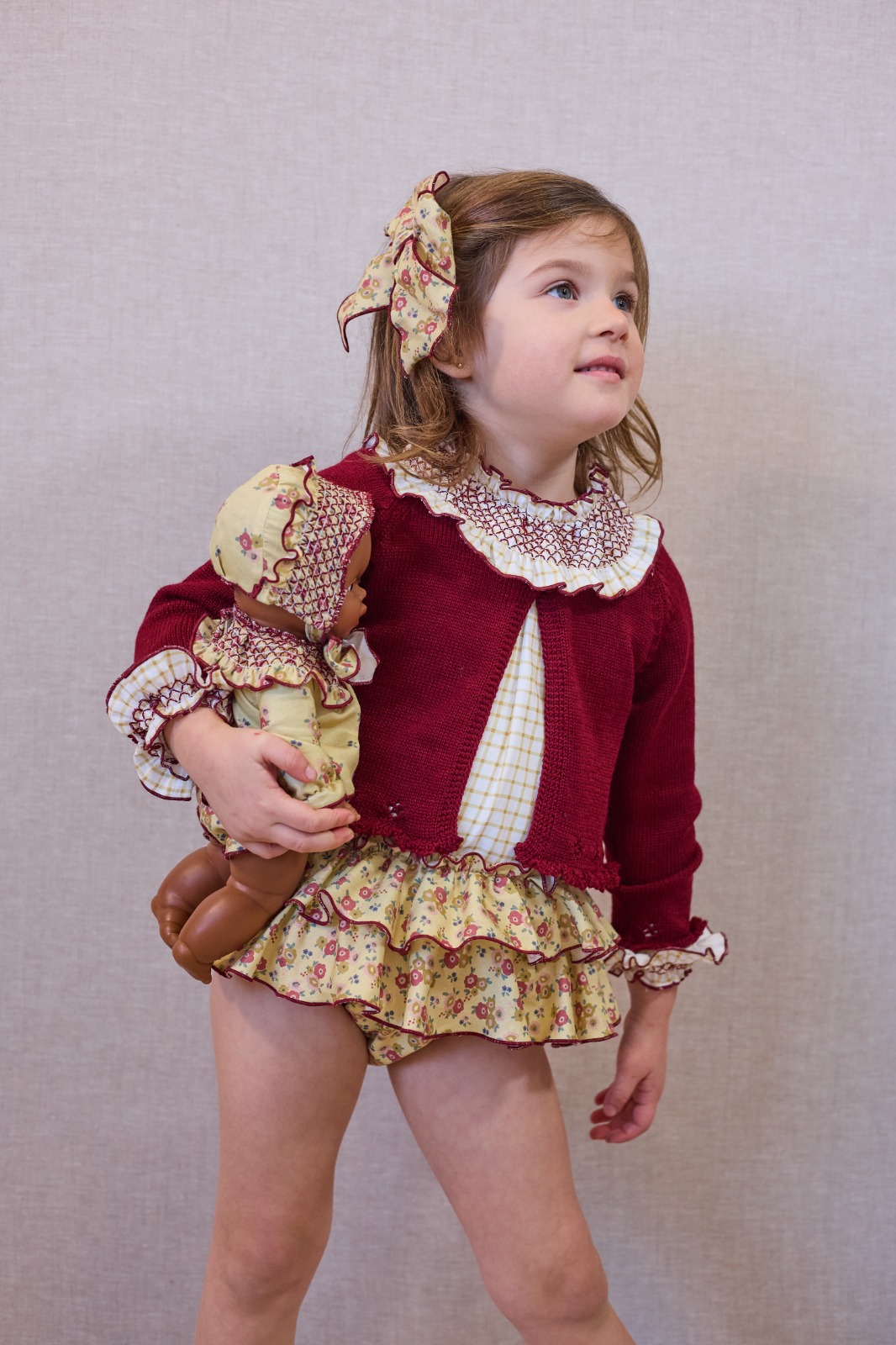 CONJ BRAGA FLORES+BLUSA CUADRO