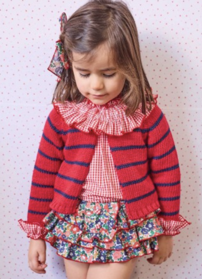 CONJ BRAGA FLORES+BLUSA VICHY